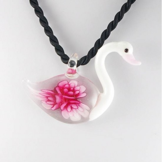 Murano style swan pendant