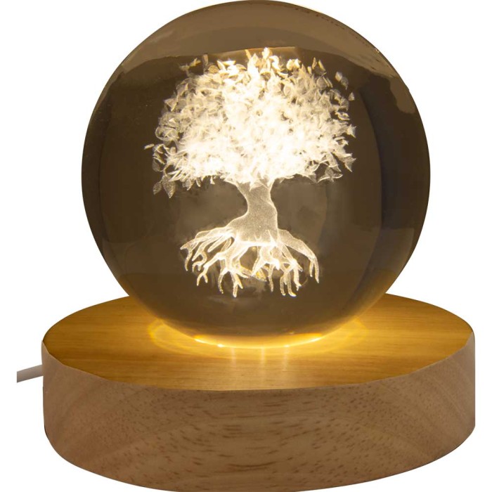 GLASS CRYSTAL BALL ENGRAVED WITH TREE OF LIFE