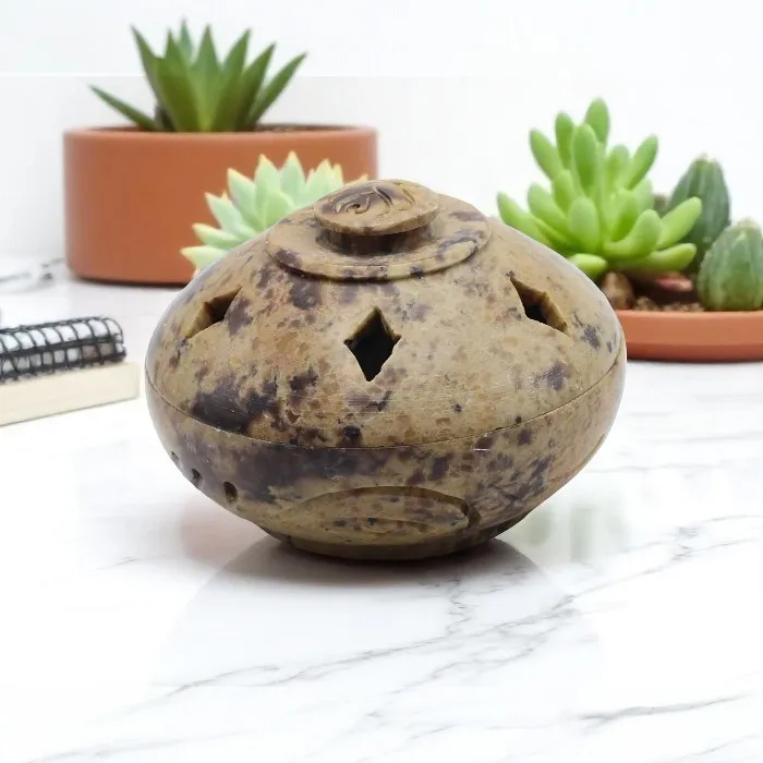 Soapstone  incense burner Diamond pattern