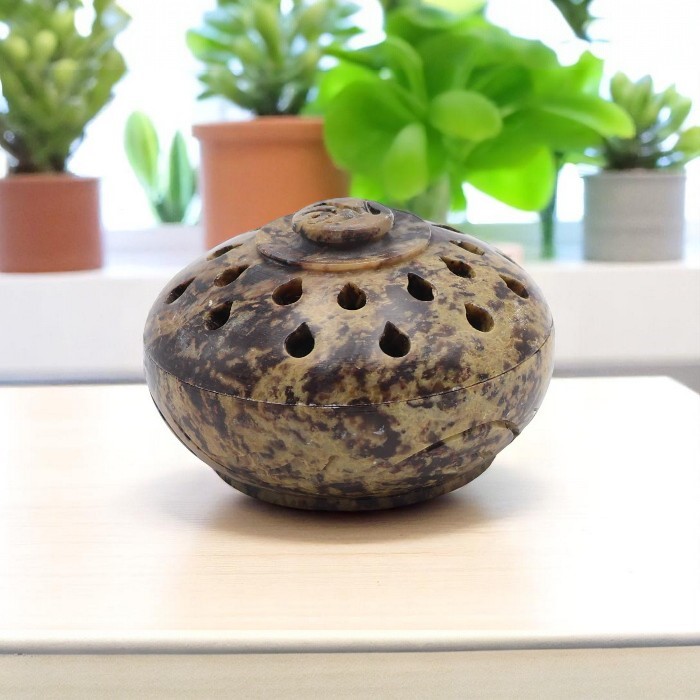Brûleur de cônes d'encens en pierre à savon motif Goutte