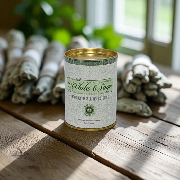 Goloka backflow incense cones white sage