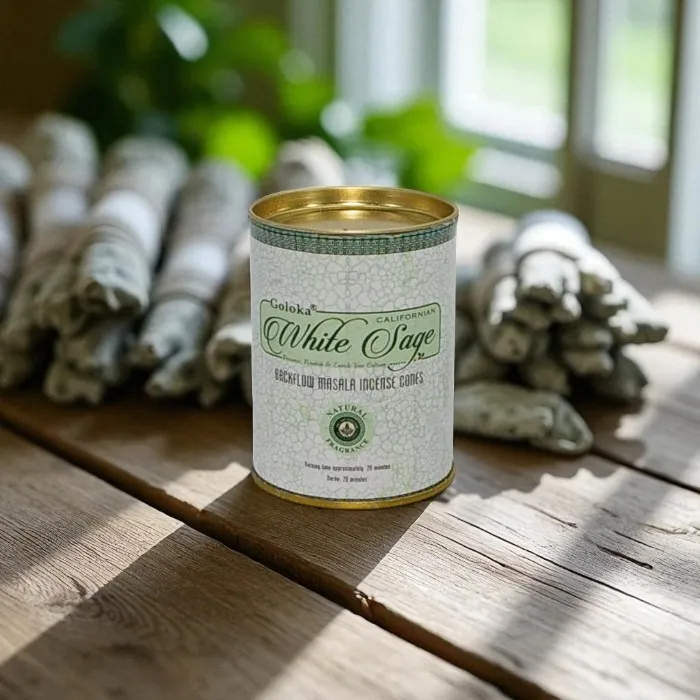 Goloka backflow incense cones white sage