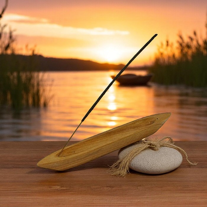 Wooden incense boat holder