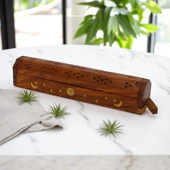 Coffin wood incense holder (moon)