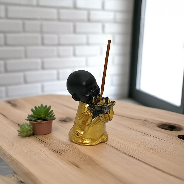 Polyresin Offering Monk incense holder
