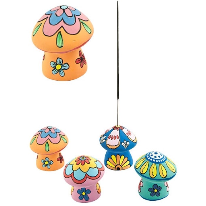 Terracotta mushroom stick burner set