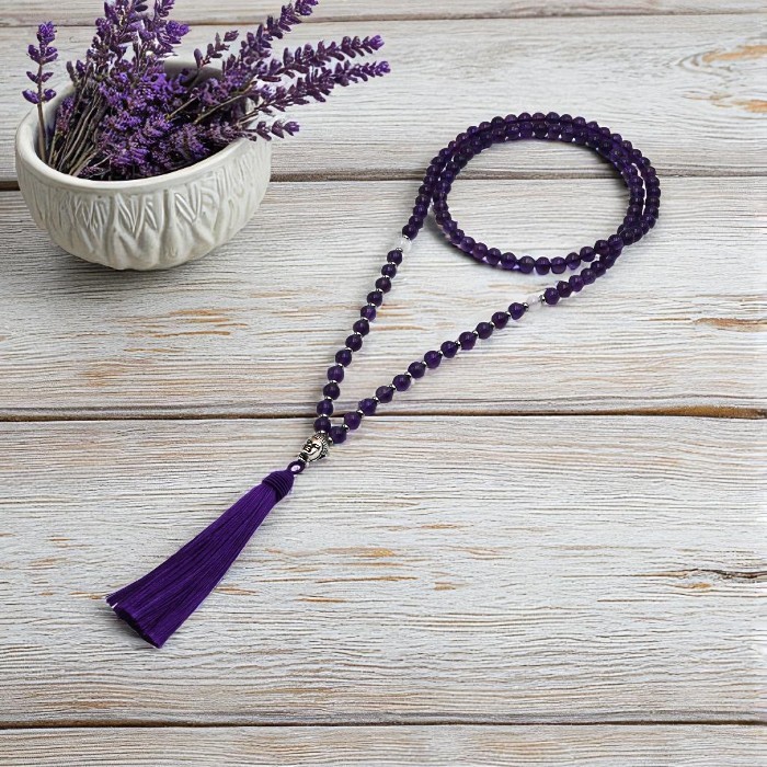 Amethyst/ moonstone mala